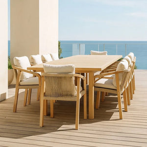 Set da giardino con tavolo rettangolare estensibile (2-3 m) e 10 sedie in acacia SAONA