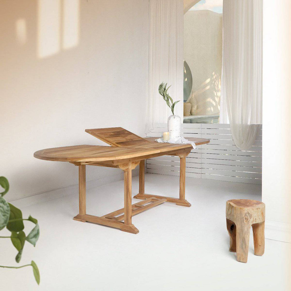 Tavolo da pranzo allungabile Salamanca - Tavolo da pranzo allungabile in legno di teak, natura, 180/240x90x75 cm
