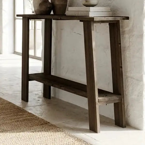 NASU Consolle - Mobile da ingresso in legno massiccio. Finitura "R A W G R A Y".