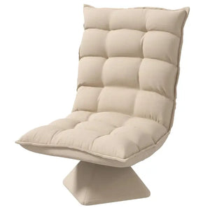 Poltrona relax, poltrona da lettura, girevole, effetto lino, beige