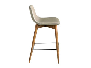 SGABELLO RIVESTITO IN SIMILPELLE CON GAMBE IN LEGNO COLOR NOCE