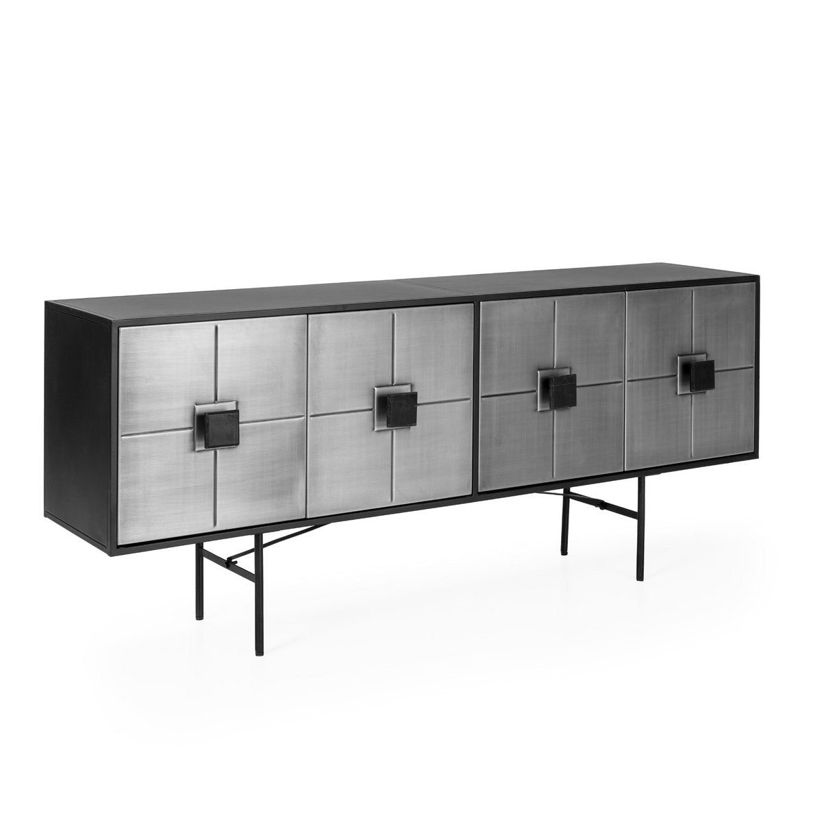 CREDENZA 183X40X76 METALLO NERO/ARGENTO/MARMO NERO TH6664700