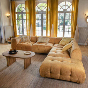 DIVANO ANGOLARE 5 MODULI TERRACOTTA O TORTORA IN PANNELLO DI VELLUTO 300X265X67CM TWIGGY