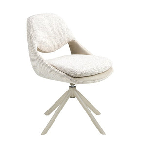 Sedia girevole in tessuto bianco sporco e crema
