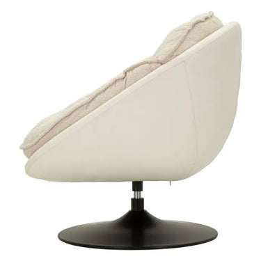 Poltrona girevole in tessuto crema, 78x78x84 cm