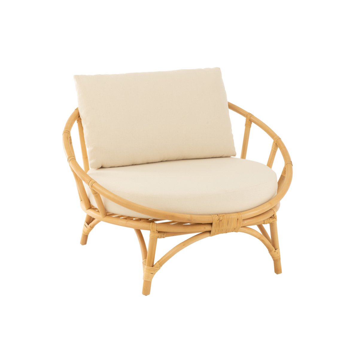 J-Line Chair+Cushion Rattan/Natural Fabric/White 
