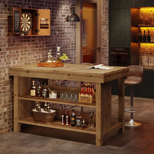 55" Stile fattoria tavolo da bar, 3 livelli, in legno massiccio