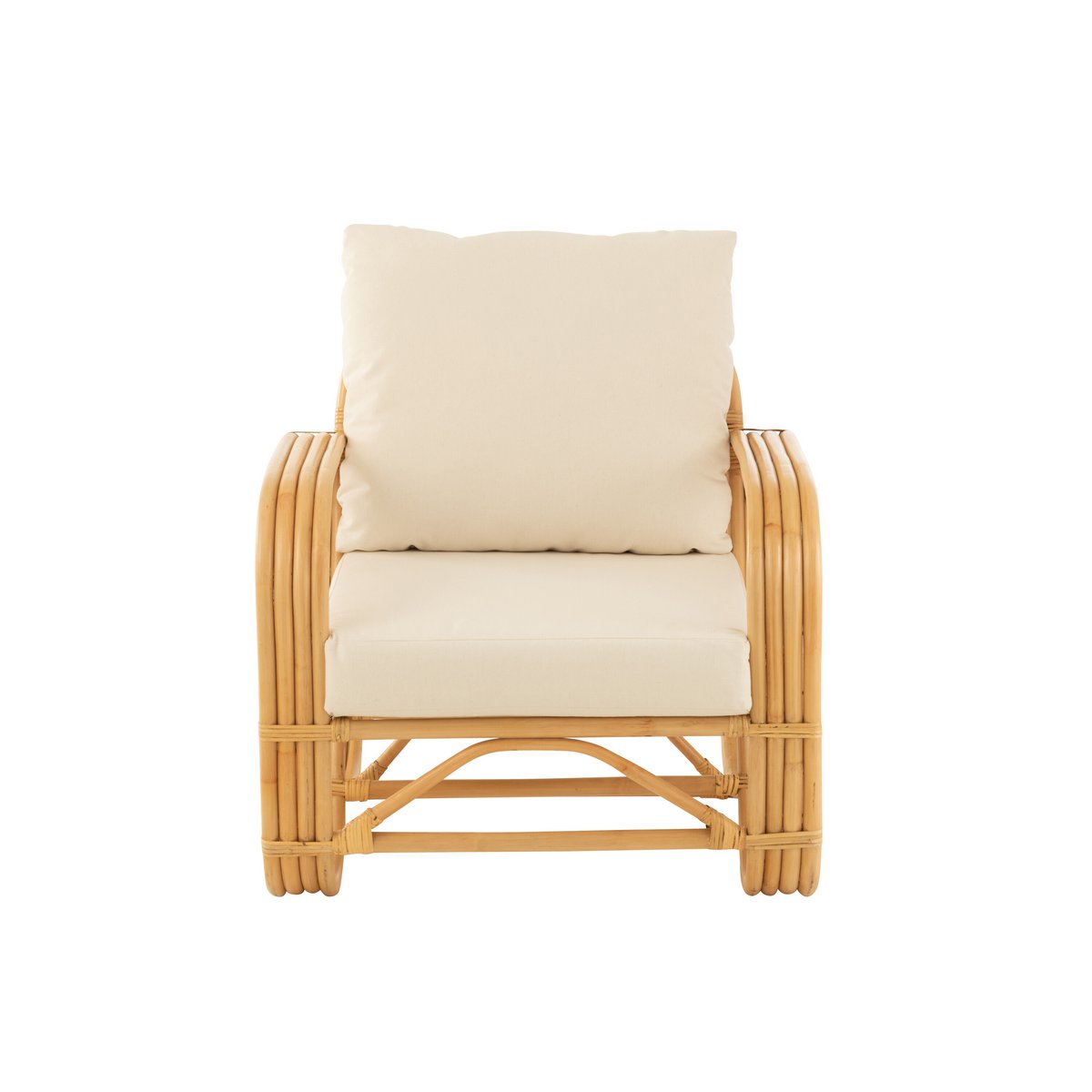J-Line Armchair+Cushion Rattan/Natural Fabric/White
