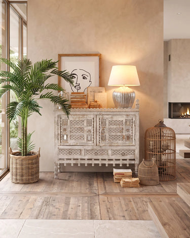 Credenza in legno di mango massello lavorato Gujarat 100 cm
