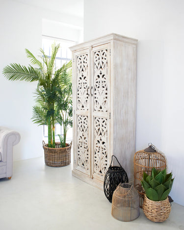 Armadio in legno di mango massello intagliato Jodhpur 95 cm
