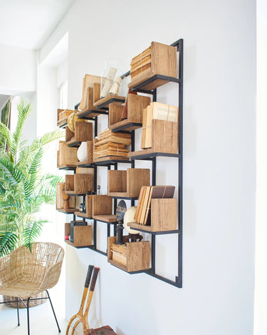 Libreria da parete in legno e ferro Segno 70 cm