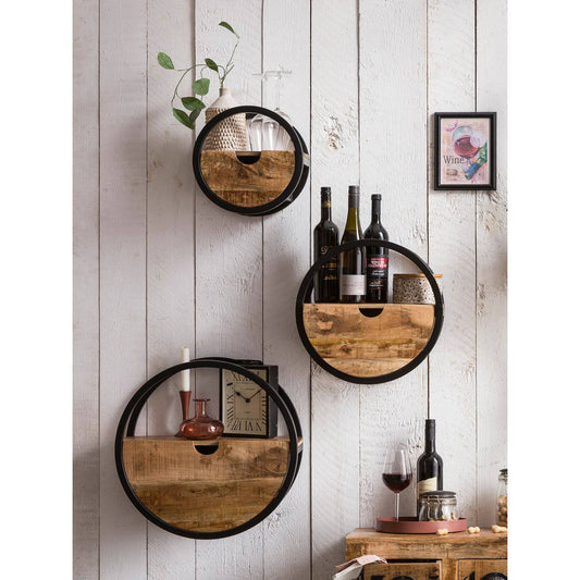 Set mensole rotonde da parete 3 pezzi