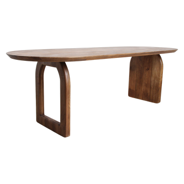 Tavolo da pranzo Bullnose in legno di mango - marrone - base mista