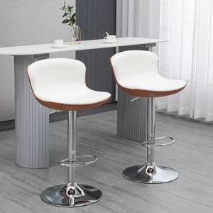Set da 2 sgabelli da bar, regolabili in altezza, bianco crema