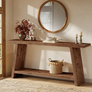 MESA DE COMEDOR EXTENSIBLE EN PORCELANATO Y MADERA DE NOGAL 