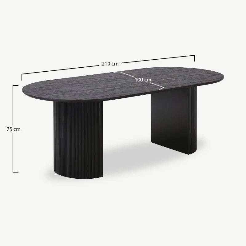 Tavolo da pranzo ovale Duarte, legno nero 210/75 cm