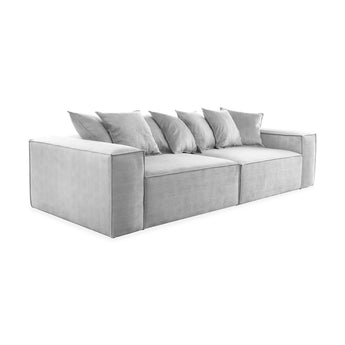 Sofá en L Van Morris S/D, gris plata, pana exclusiva