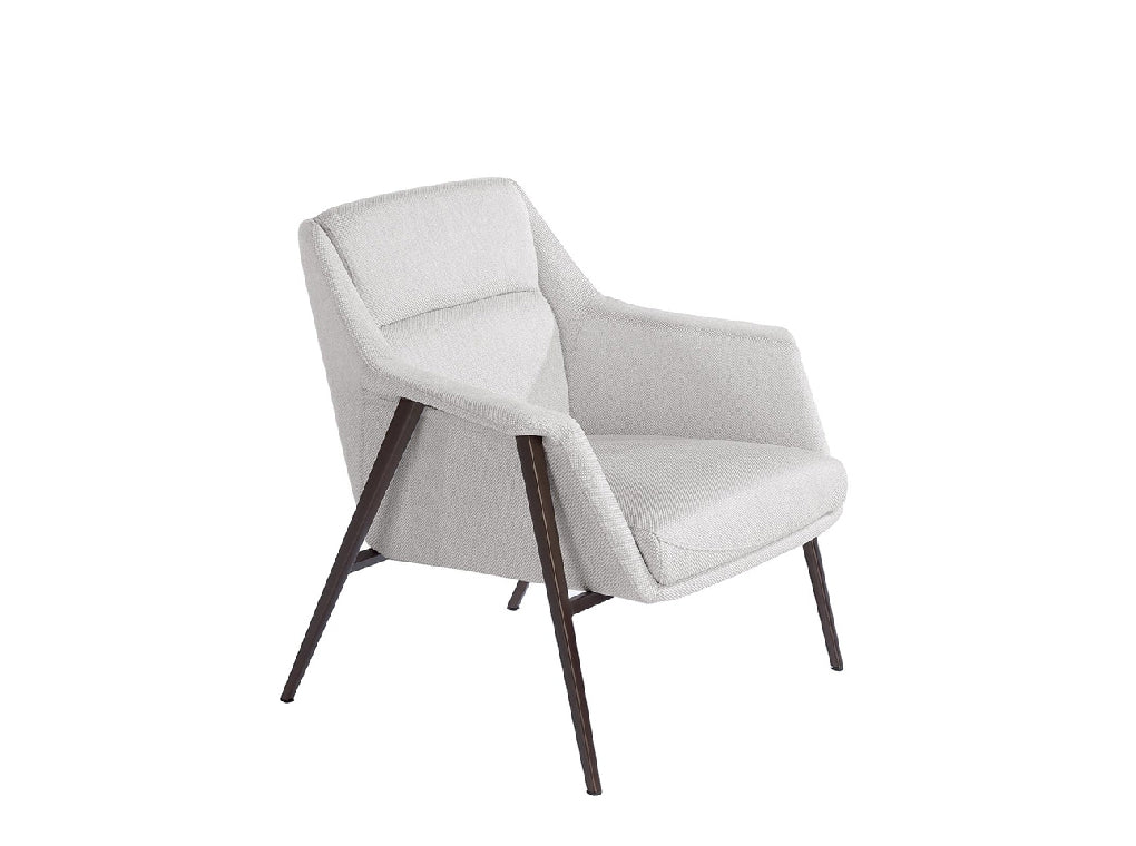 ARMCHAIR COVERED IN FABRIC AND LEGS IN BROWN STEEL