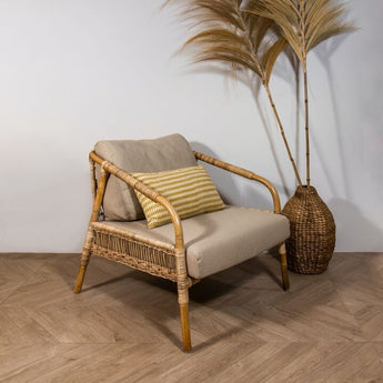 POLTRONA IN RATTAN BEIGE INTRECCIATO SCHIENALE 86X67X75CM MANAO