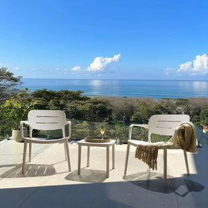 Conjunto de salón de jardín 5 piezas Aruba + rincón (cojines incluidos) - Blanco - Teca