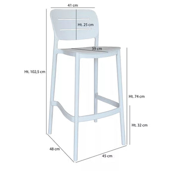 SET 4 SGABELLI BAR IN POLIPROPILENE BIANCO 48X45XHT102CM SUNSET