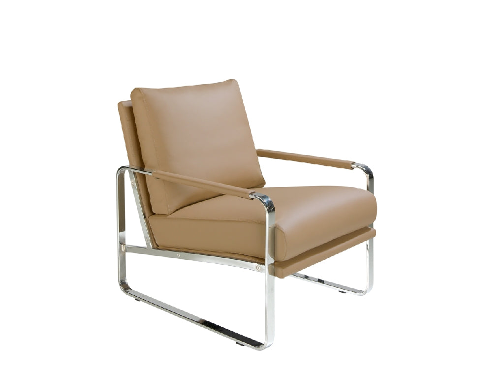 ARMCHAIR COVERED IN IMITATION LEATHER AND CHROME STEEL LEGS