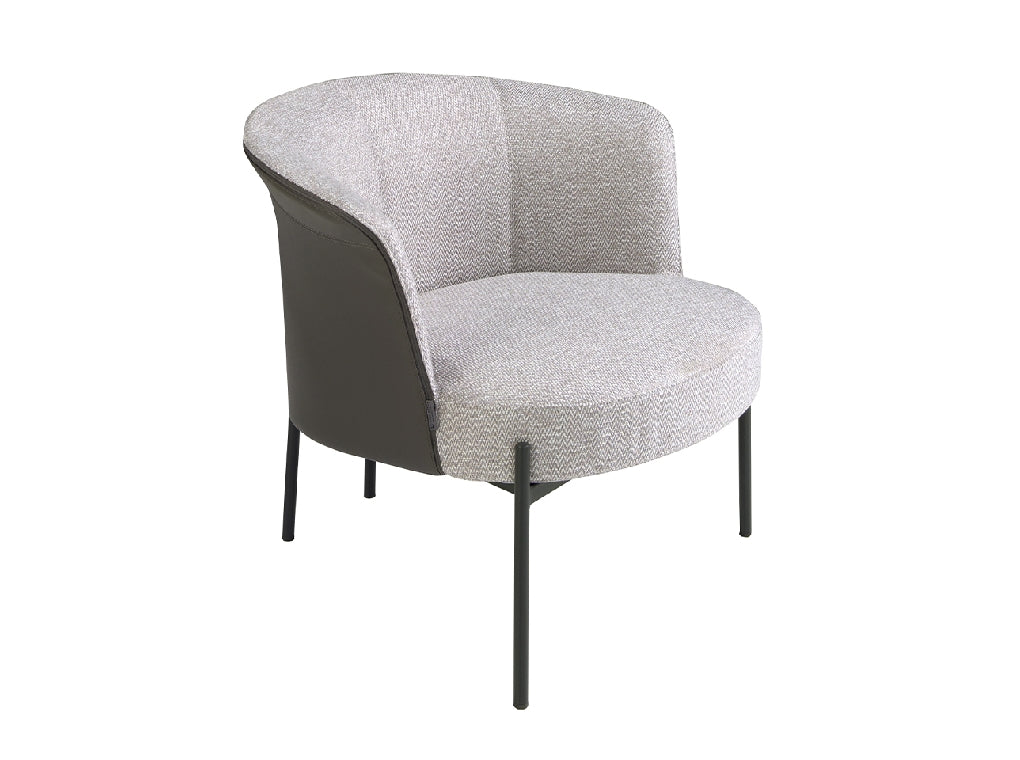 ARMCHAIR IN GRAY FABRIC AND DARK GRAY LEATHER
