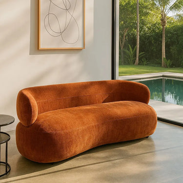 Divano in velluto testurizzato GLOVE Terracotta 231x91x78cm
