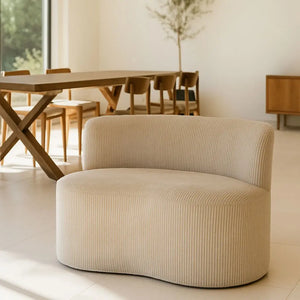 Divano in velluto a coste beige biologico 120x70x71cm COME