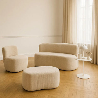 Divano in velluto a coste beige biologico 120x70x71cm COME