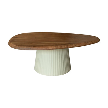 Tavolino MALMO in legno di acacia con gambe in metallo ecru opaco, 90x73x33cm