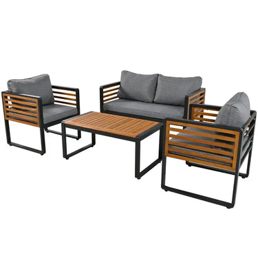 Set da giardino 4 pezzi grigio, 2 posti + 2 poltrone + tavolino CLIFFSHIMMER