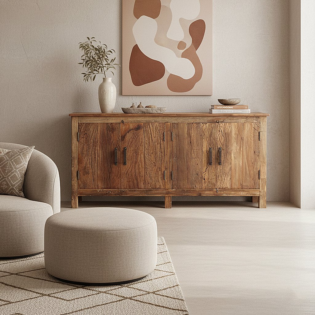 Credenza in legno rustico a 4 ante