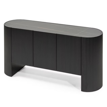 Credenza NOIR, nera, scanalata, sinterizzata