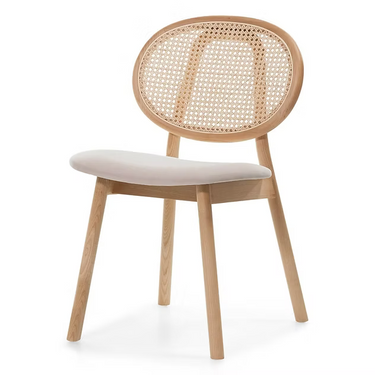 Sedia in legno SUMBA, rattan, velluto, naturale/marrone chiaro, MOQ