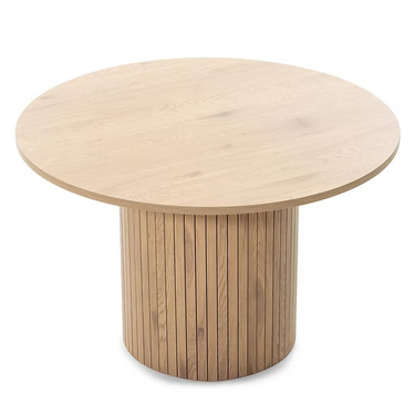 Tavolo da pranzo 120 cm UNANIME, rotondo con doghe, rovere