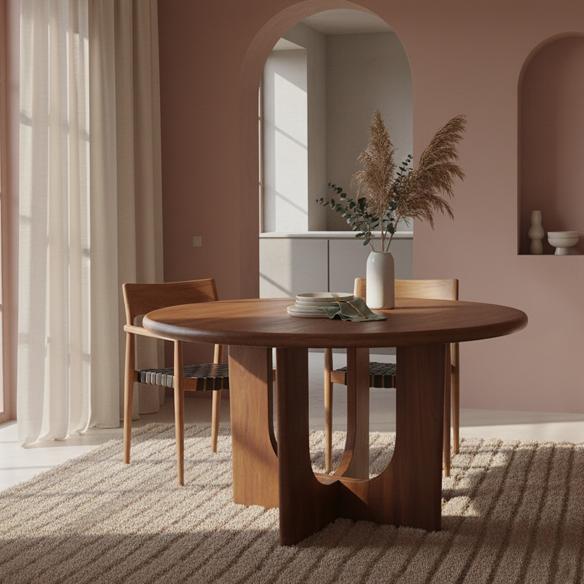 Bullnose Coliseo - tavolo da pranzo rotondo in mangohouth - 120 cm