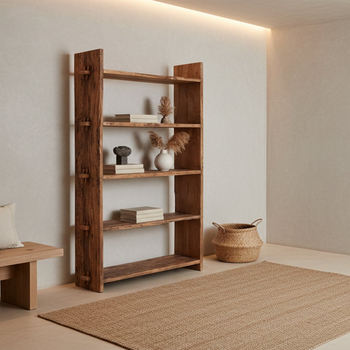 Libreria 5 ripiani in legno riciclato