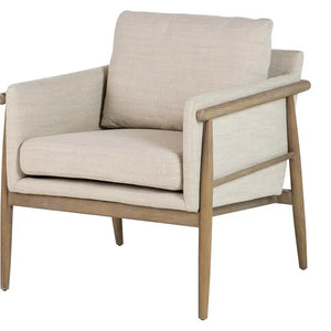Poltrona in legno di frassino beige 77x74x72 cm