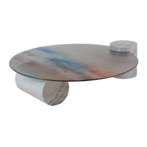 Tavolino da centro in marmo e acciaio inox Tucson 100x100x47 cm