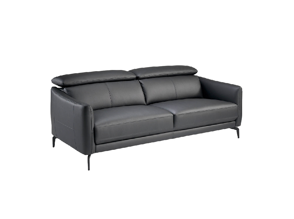 3 SEAT SOFA COVERED IN LEATHER WITH BLACK STEEL LEGS