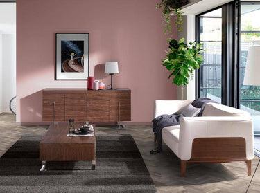 3 SEAT SOFA COVERED IN LEATHER WITH WALNUT WOOD FRAME