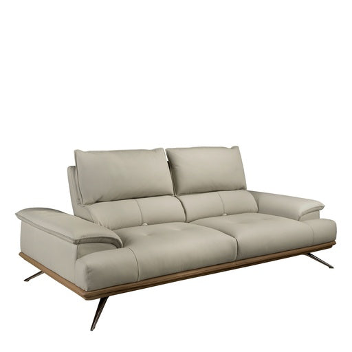 SOFÁ DE 3 PLAZAS TAPIZADO EN CUERO CON ESTRUCTURA DE MADERA DE NOGAL