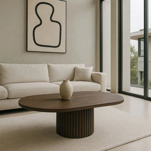 Tavolino ovale effetto noce 110x60xht40cm SIERRA