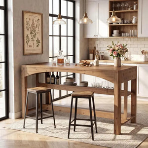 MESA DE COMEDOR EXTENSIBLE EN PORCELANATO Y MADERA DE NOGAL 