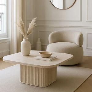 Tavolino quadrato SUSAN effetto travertino naturale 80x80xht36cm