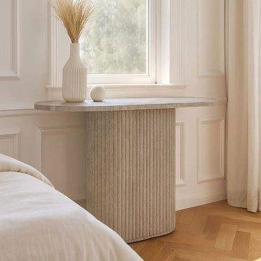 Consolle ovale effetto travertino naturale 110x40xht80cm INAYA