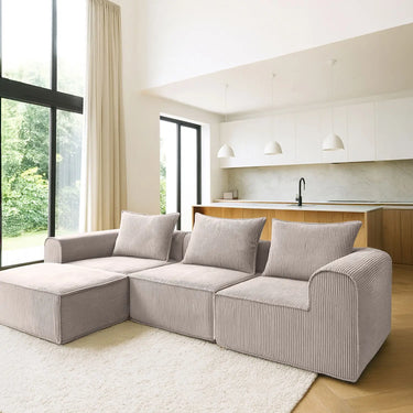 Divano angolare compresso in velluto a coste diversi colori 270x170x58cm COCOON