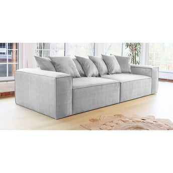 Van Morris S/D L-shaped sofa, silver grey, exclusive corduroy