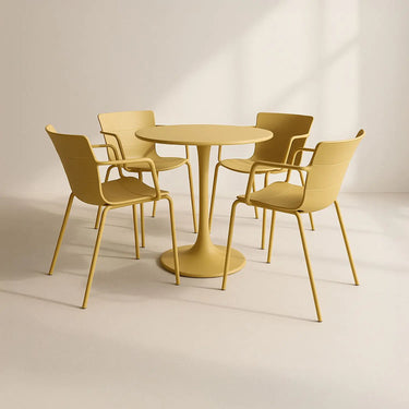 Set tavolo e 4 sedie da pranzo MONTAUK in polipropilene e metallo diversi colori